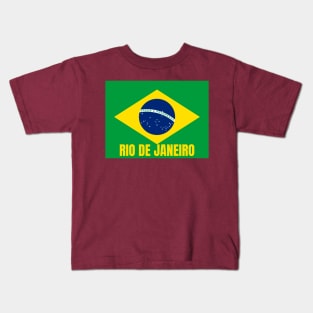 Rio de Janeiro City in Brazilian Flag Kids T-Shirt